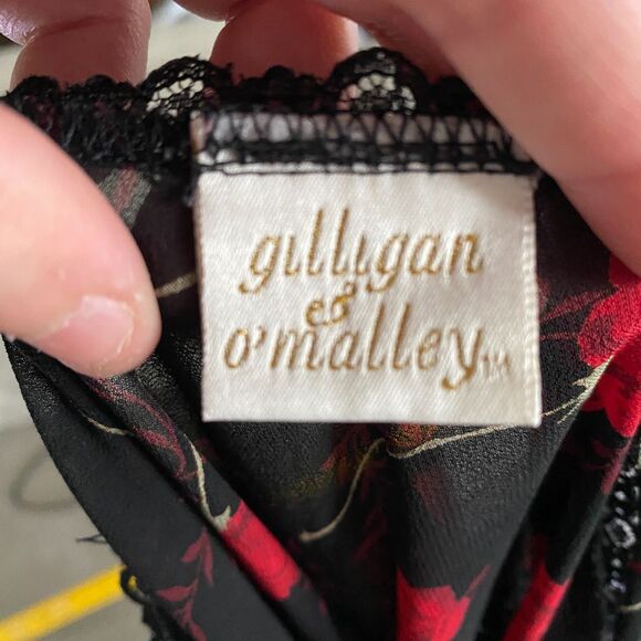 Gilligan & O'Malley Y2K sheer black chemise slip with red flowers, size XL - Picture 4 of 8